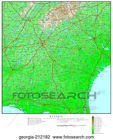 Stock Image - map, contour, united states, usa, states. Fotosearch