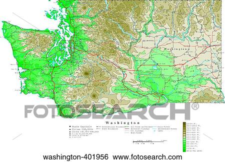 Stock Photograph - map, contour, united states, usa, states. Fotosearch