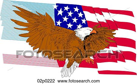 Clipart - eagle & flag. Fotosearch