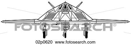 Clipart - f-117a front view. Fotosearch