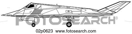 Clipart - f-117a side view. Fotosearch