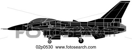 Clipart - f-16 side view (bl). Fotosearch