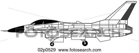 Clip Art - f-16 side view. Fotosearch