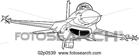 Clip Art - f-16 with surv pod. Fotosearch