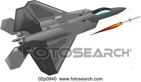 Clipart - f-22a w amraam. Fotosearch