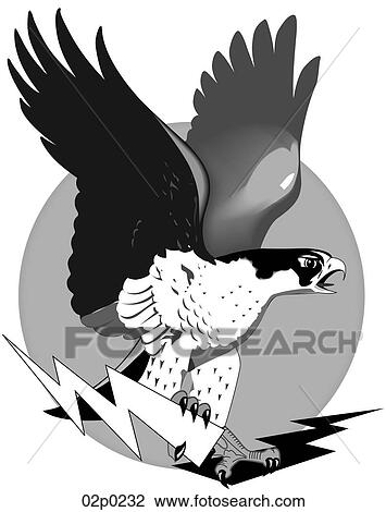 Clipart - falcon with lightning. Fotosearch