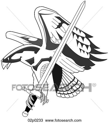 Clipart - falcon with sword. Fotosearch