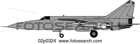 Clipart - mig-25 side shaded. Fotosearch