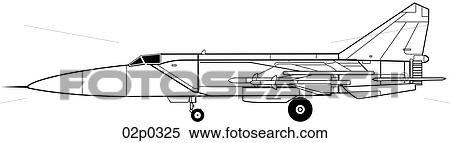 Clipart - mig-25 side view. Fotosearch