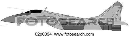 Clipart - mig-29 side shaded. Fotosearch