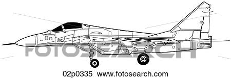 Clipart - mig-29 side view. Fotosearch