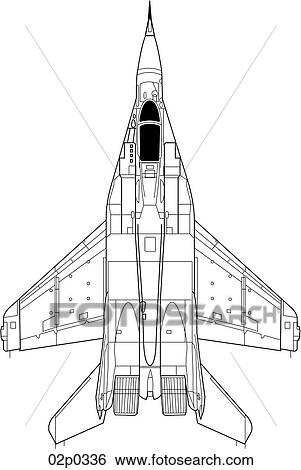 Clip Art - mig-29 top view. Fotosearch