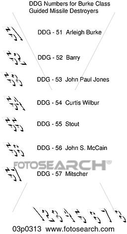 Clipart - burke class numbers. Fotosearch