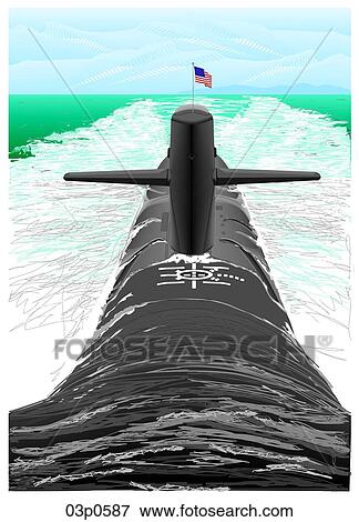 Clip Art - sub breaking surface. Fotosearch