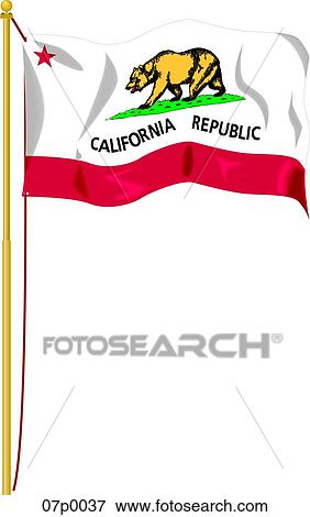 Clip Art - california flag on pole. Fotosearch