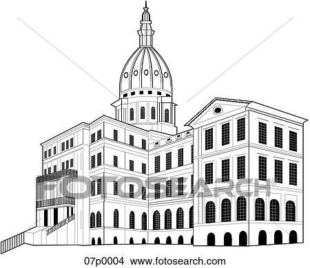 michigan capitol View Large Clip Art Graphic Clipart - michigan capitol. Fotosearch