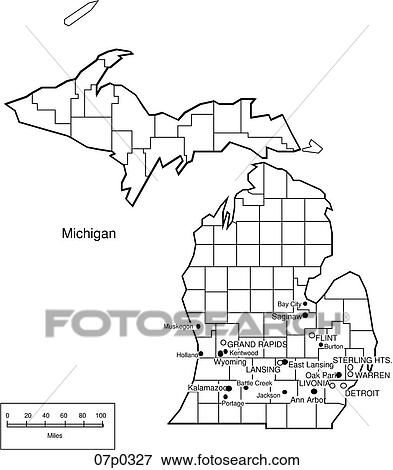 Clip Art - michigan county map. Fotosearch