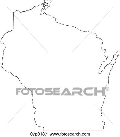 Clip Art - wisconsin map. Fotosearch