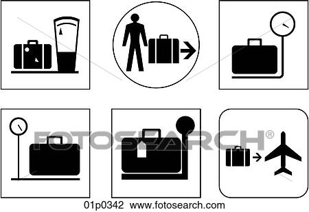 手荷物のチェックイン クリップアート 切り張り イラスト 絵画 集 01p0342 Fotosearch