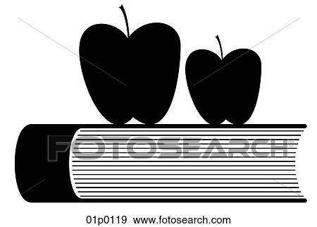 Clip Art - book and apples. Fotosearch