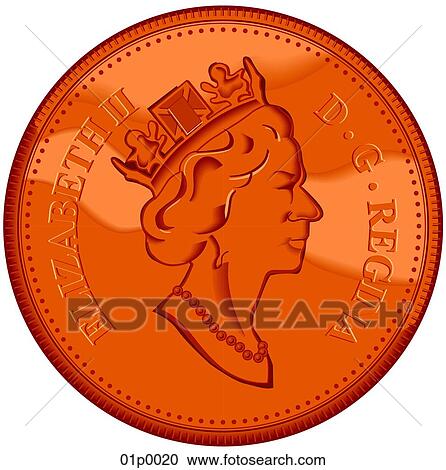 Clipart - canadian coin front (c). Fotosearch