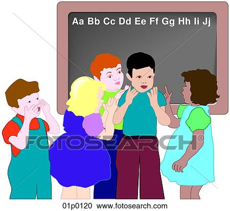 Clipart - classroom children. Fotosearch
