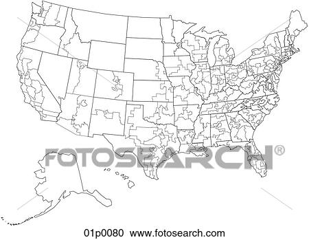 Clipart - congressional district map. Fotosearch