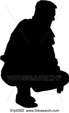 Clipart - man crouching. Fotosearch