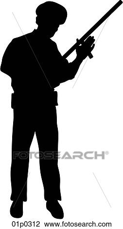 Clipart - policeman w_nightstick. Fotosearch