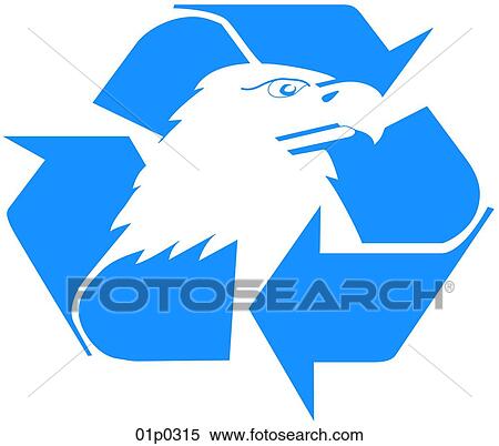 Clipart - recycling eagle. Fotosearch