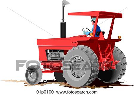 red tractor View Large Clip Art Graphic Clipart - red tractor. Fotosearch