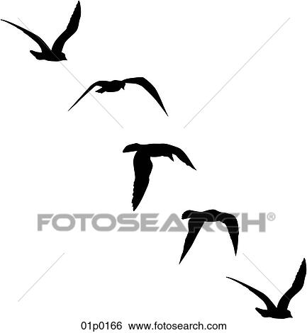 Clip Art - seagulls silhouette (c). Fotosearch