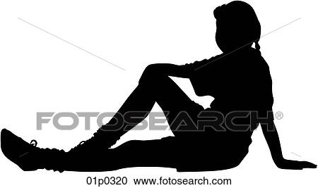 Clipart - sitting girl. Fotosearch