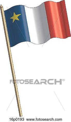 Clipart - Acadian Flag, waving. Fotosearch