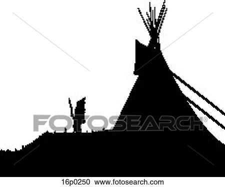 Indian & teepee silhouette View Large Clip Art Graphic Clipart - Indian & teepee silhouette. Fotosearch