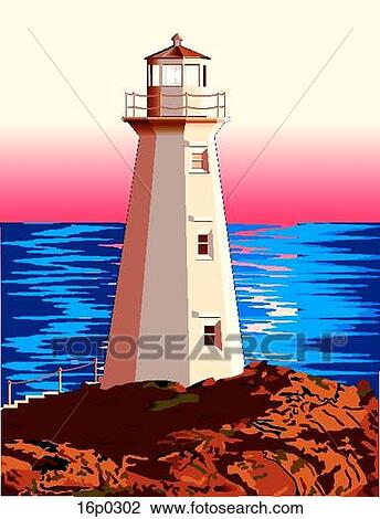 Lighthouse View Large Clip Art Graphic Clipart - Lighthouse. Fotosearch