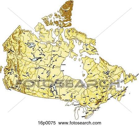 Clipart - Physical map of Canada. Fotosearch