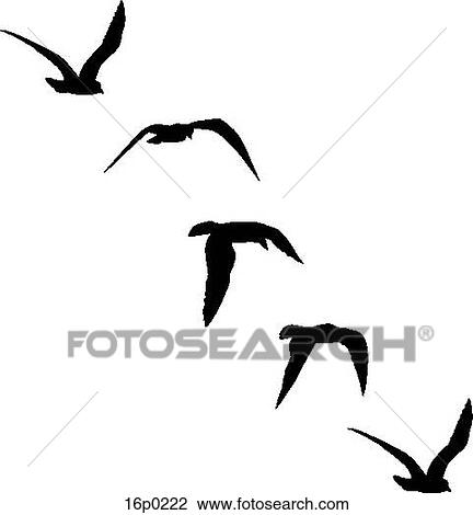Seagulls Silhouette (CN) View Large Clip Art Graphic Clipart - Seagulls Silhouette (CN). Fotosearch