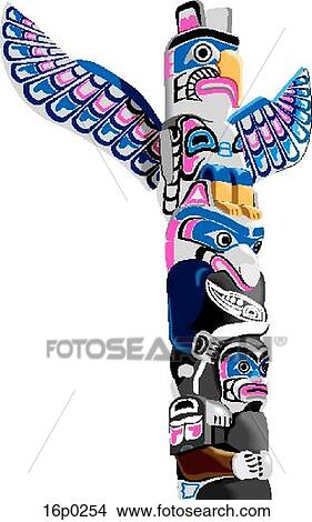 Totem Pole View Large Clip Art Graphic Clipart - Totem Pole. Fotosearch