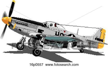 Clip Art of US P-51D Mustang 16p0557 - Search Clipart, Illustration ...