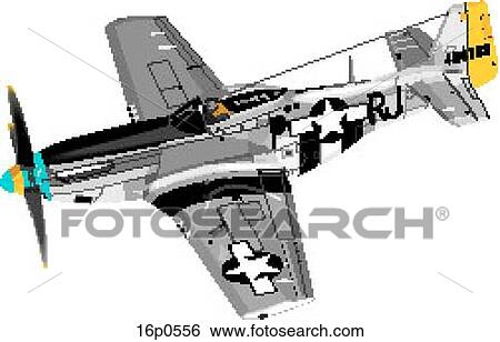 Clip Art - US P-51D Mustang Flying. Fotosearch