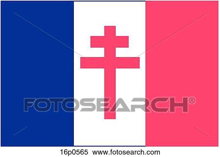 Clipart - WWII Free French flag WWII. Fotosearch