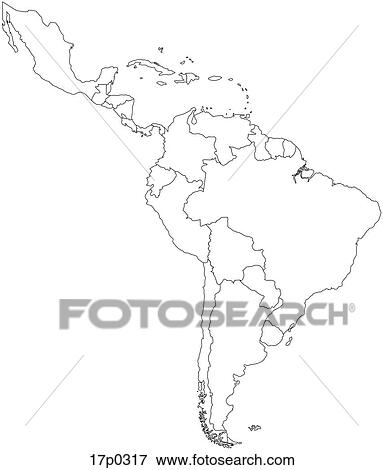 Clip Art - _Mapa de America Latina. Fotosearch