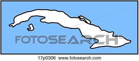 Clip Art - Cuba- Mapa. Fotosearch