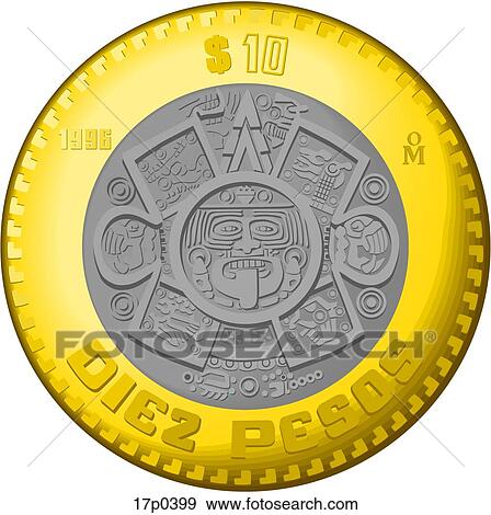 Clip Art - MEX 10 Pesos. Fotosearch