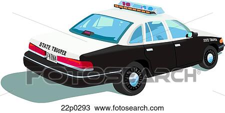 州警察官のパトカー クリップアート 切り張り イラスト 絵画 集 22p0293 Fotosearch