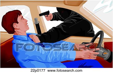 Clip Art - assault in car. Fotosearch