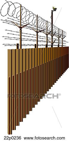 Clip Art - barbed fence. Fotosearch
