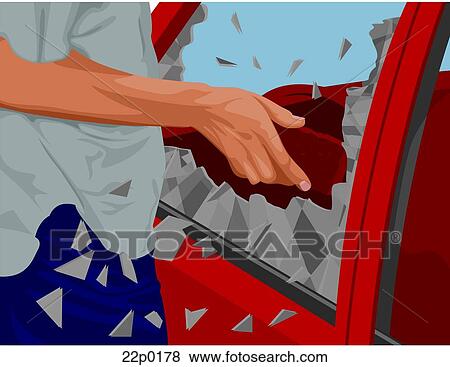 Clip Art - breaking car window. Fotosearch