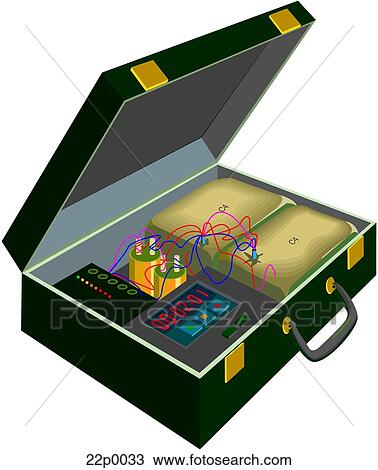 briefcase bomb View Large Clip Art Graphic Clipart - briefcase bomb. Fotosearch